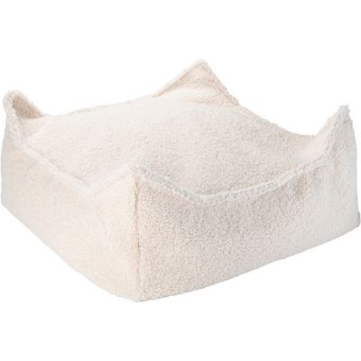 Pouf Ottoman Square Cream White molletonné  par Wigiwama