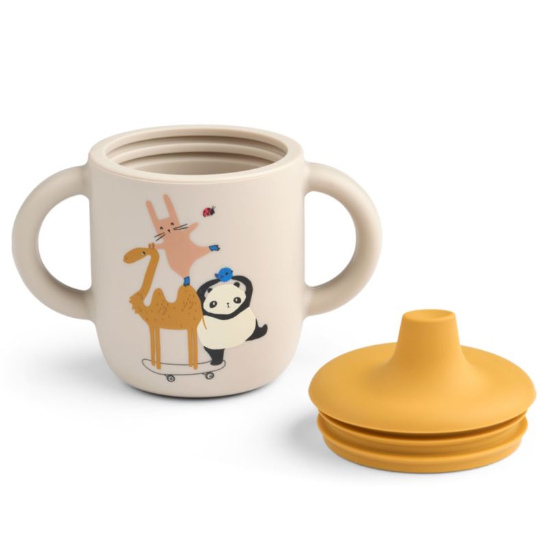 Tasse à bec en silicone Neil Around the world Liewood Produit ouvert 3