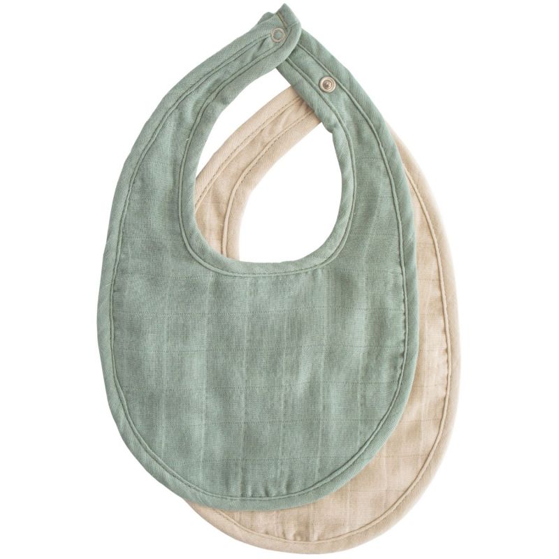 Lot de 2 bavoirs en mousseline Roman Green-Fog Mushie Produit 1