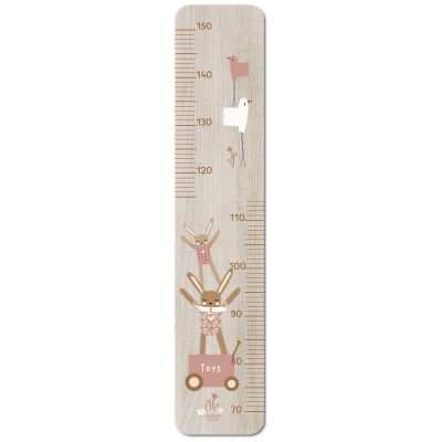 Toise en bois Lapin doudou rose Charlie et Suzie