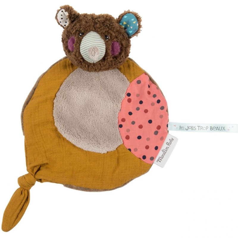 Doudou attache sucette ours brun Les jolis trop beaux (27 cm) Moulin Roty