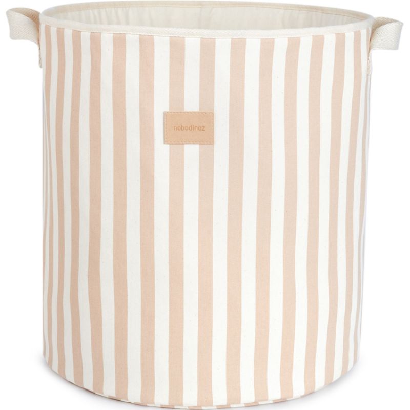 Panier à jouets Django Taupe stripes (22 x 23 cm) Nobodinoz