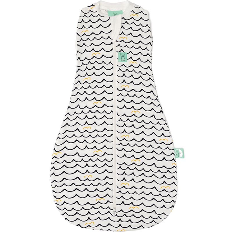 Gigoteuse d'emmaillotage légère ergoCocoon en coton bio et bambou Waves TOG 0,2 (80 cm) ErgoPouch