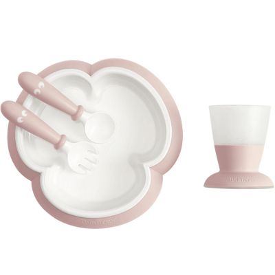Coffret repas bébé rose pastel (4 pièces)
