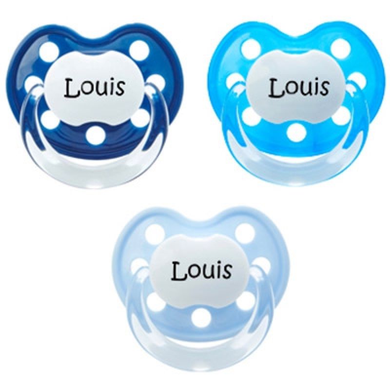 Lot de 3 sucettes personnalisables bleues anatomiques Baby-nova Deluxe en silicone (3-36 mois) Baby Tute