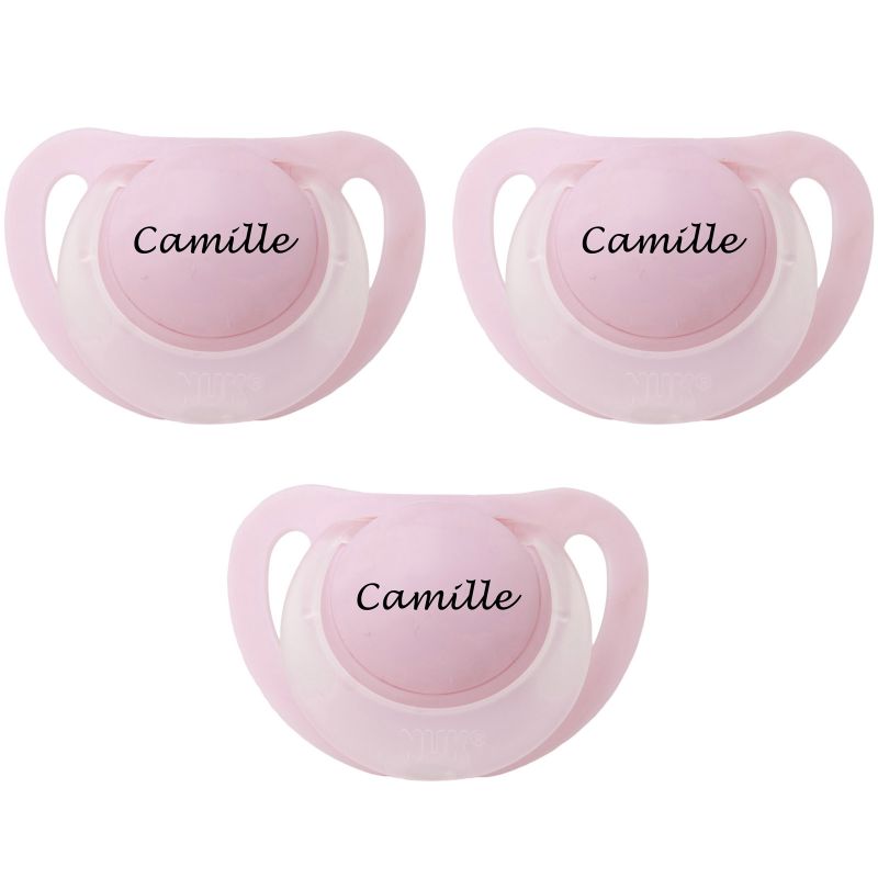 Lot de 3 sucettes personnalisables rose anatomiques Nuk Starlight en silicone (3-36 mois) Baby Tute