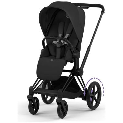 Duo e-PRIAM 2026 Poussette électrique tout-terrain avec nacelle pliable Matt Black Sepia Black