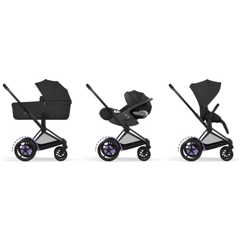 Duo e-PRIAM 2026 Poussette électrique tout-terrain avec nacelle pliable Matt Black Sepia Black Cybex Produit 3