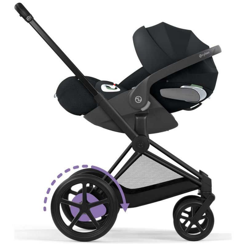 Duo e-PRIAM 2026 Poussette électrique tout-terrain avec nacelle pliable Matt Black Sepia Black Cybex Produit 6