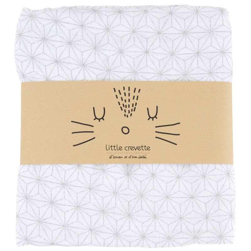 Maxi lange en coton bio étoiles Pompom (120 x 120 cm) Little Crevette