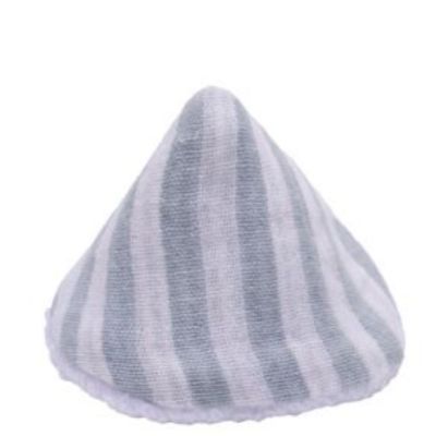 Lot de 4 cônes en gaze de coton rayé vert de gris et mousse de lait