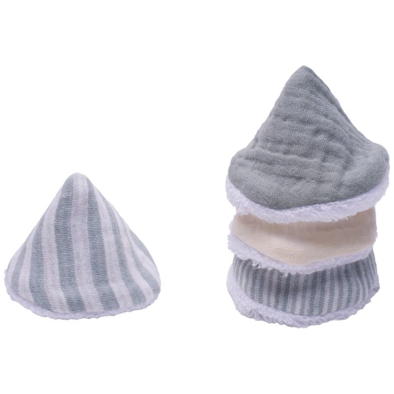 Lot de 4 cônes en gaze de coton rayé vert de gris et mousse de lait BB & Co Produit 1