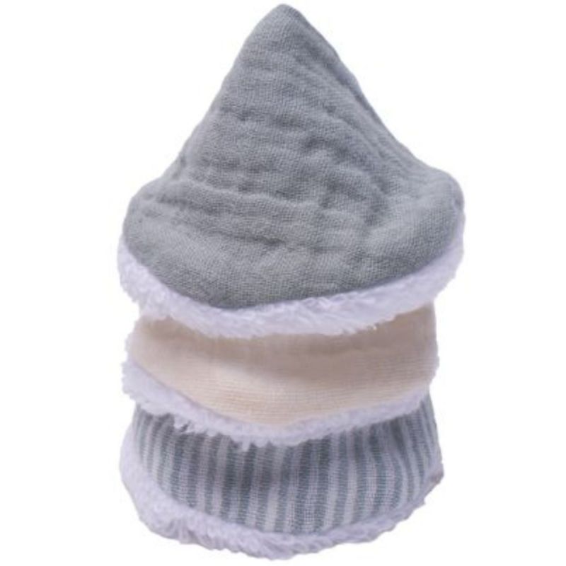 Lot de 4 cônes en gaze de coton rayé vert de gris et mousse de lait BB & Co Produit 3