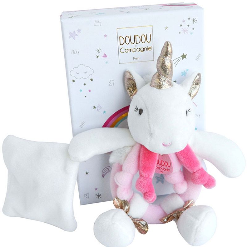 Coffret hochet peluche Ma jolie licorne Doudou et Compagnie
