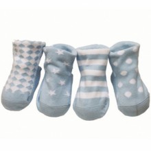 Lot de 4 chaussettes Assortiment bleu (0-12 mois)  par Baberoo