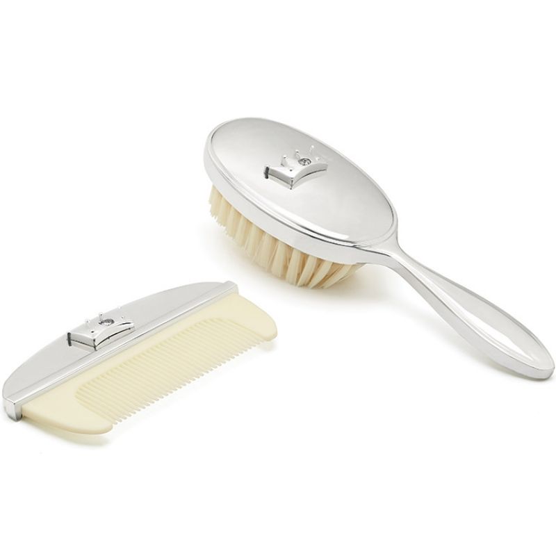 Set de naissance peigne et brosse Couronne Zilverstad