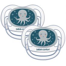 Lot de 2 sucettes physiologiques phosphorescentes Air confort Octopus (6-18 mois)  par Bébé Confort