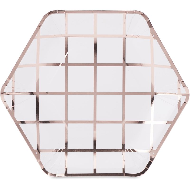 Assiettes en carton Rose gold carreaux (8 pièces) Arty Fêtes Factory