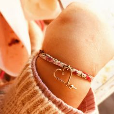 Bracelet cordon liberty Mon petit cœur jaune (personnalisable)