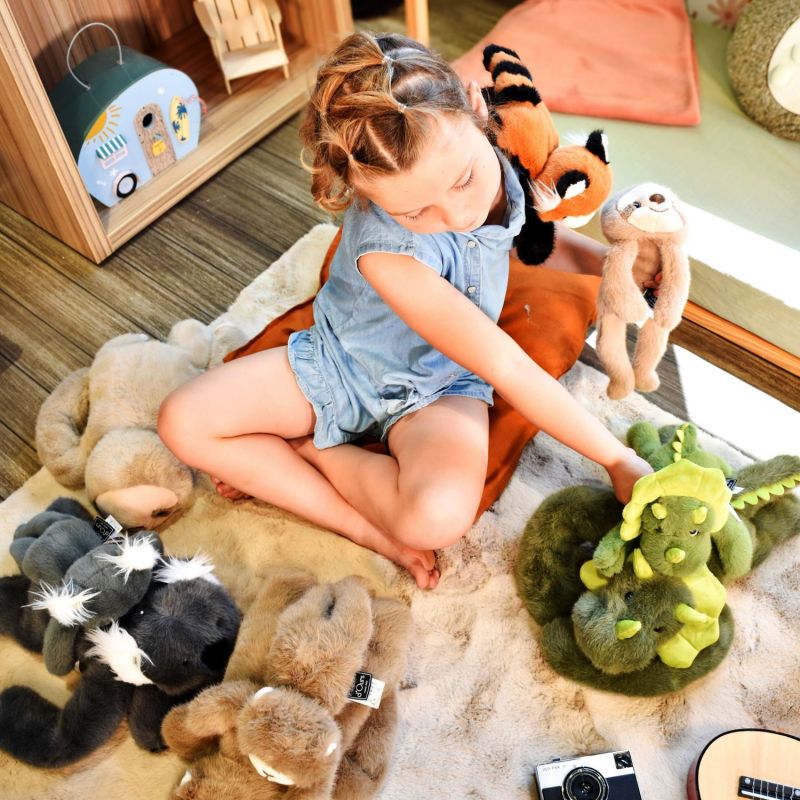 Peluche dinosaure vert lesté PODCOLL (40 cm) Histoire d'Ours Ambiance 4