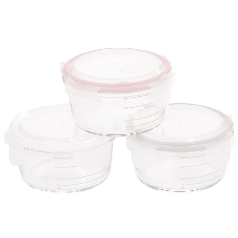 Lot de 3 pots de conservation en verre gris et rose (360 ml) Bo Jungle