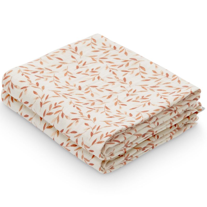 Lot de 2 langes en coton bio Caramel Leaves (70 x 70 cm) Cam Cam Copenhagen