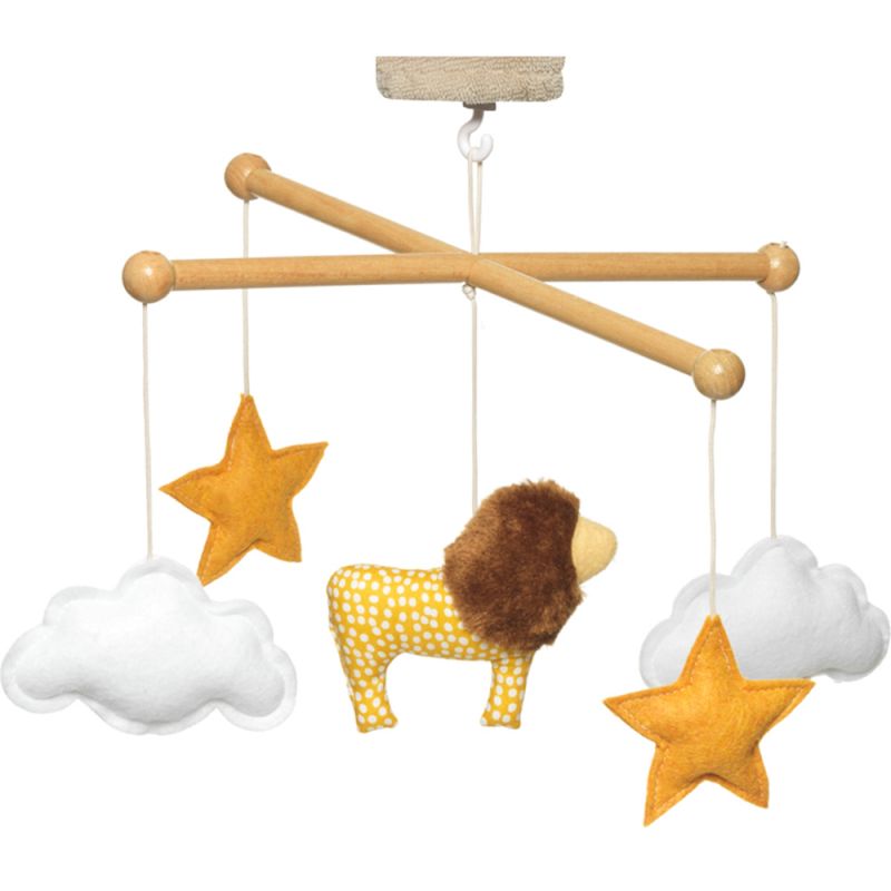 Mobile musical en bois lion jaune (mélodie au choix) Pouce et Lina