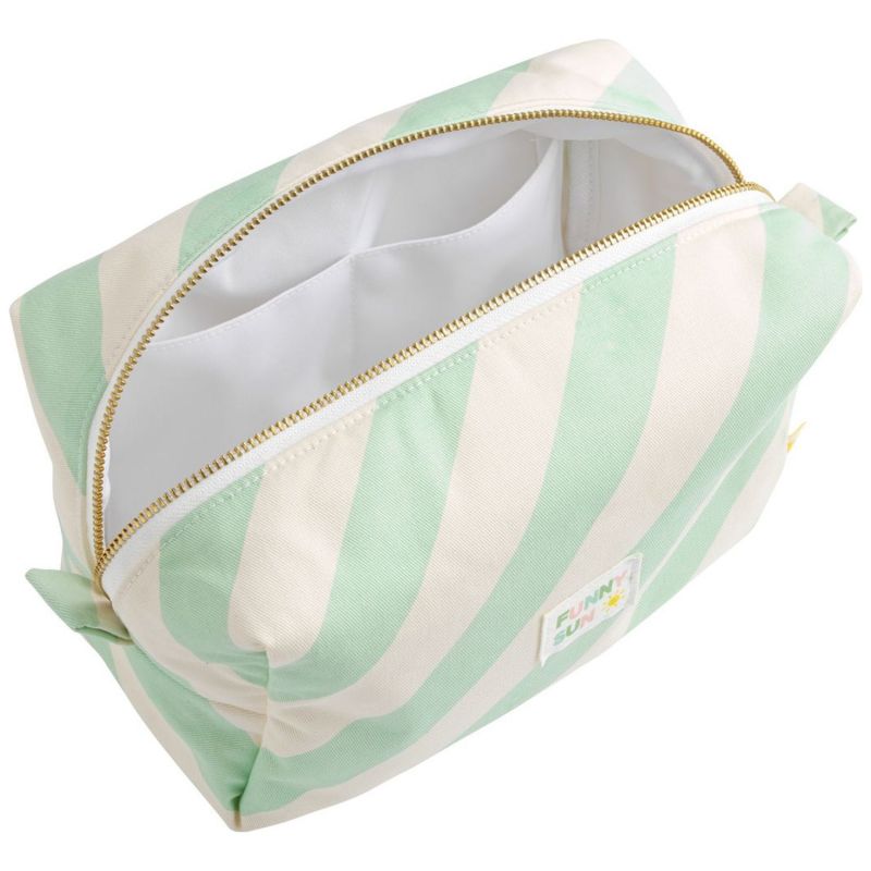 Trousse de toilette à rayures Vertes Pop Sauthon Produit ouvert 3