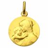Médaille ronde Vierge à l'enfant 16 mm (or jaune 375°) - Premiers Bijoux
