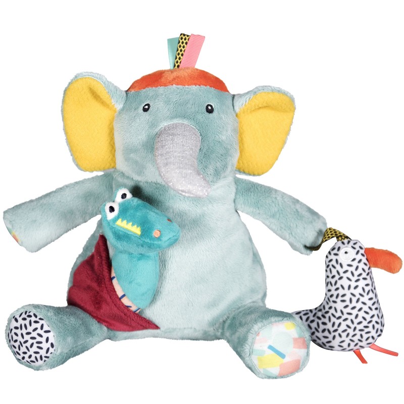 Peluche Ziggy l'éléphant d'activités Jungle Boogie Ebulobo
