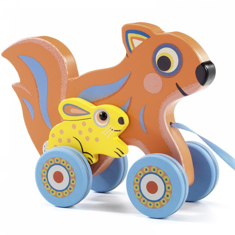 Jouet à tirer écureuil et lapin Max & Ola Djeco