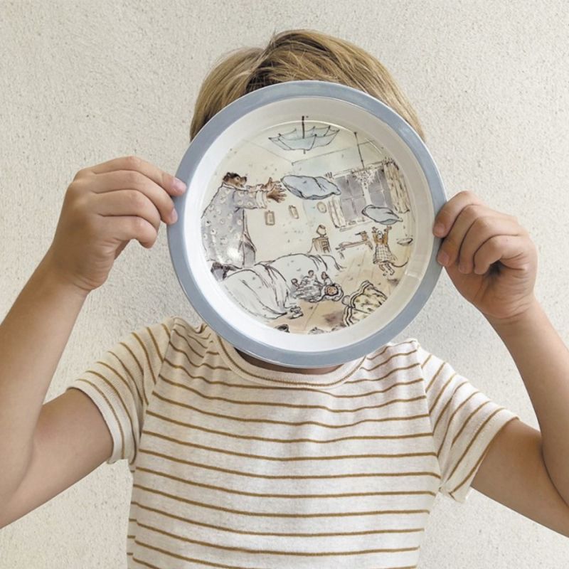 Assiette bébé Ernest et Célestine bleu (18 cm) Petit Jour Paris Ambiance 3