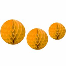 Boules en papier alvéolé jaune moutarde (3 pièces)  par Arty Fêtes Factory
