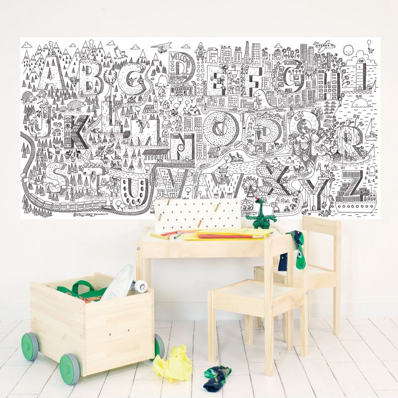Stickers muraux à colorier Lettres (115 x 240 cm) Chispum