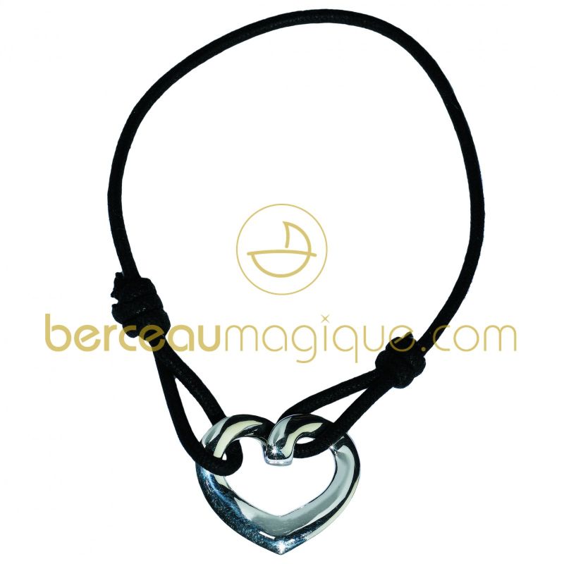 Bracelet cordon Coeur (Petit modèle) (Argent massif) Ercuis