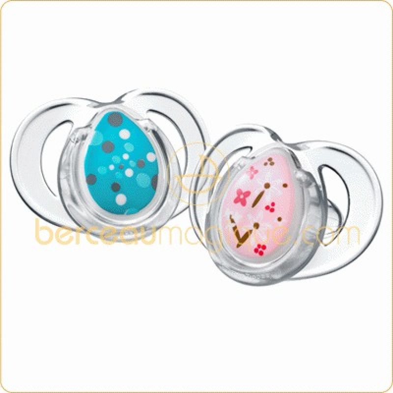 Lot de 2 sucettes orthodentiques pure Closer to Nature (6-18 mois) (rose ou bleu) Tommee Tippee