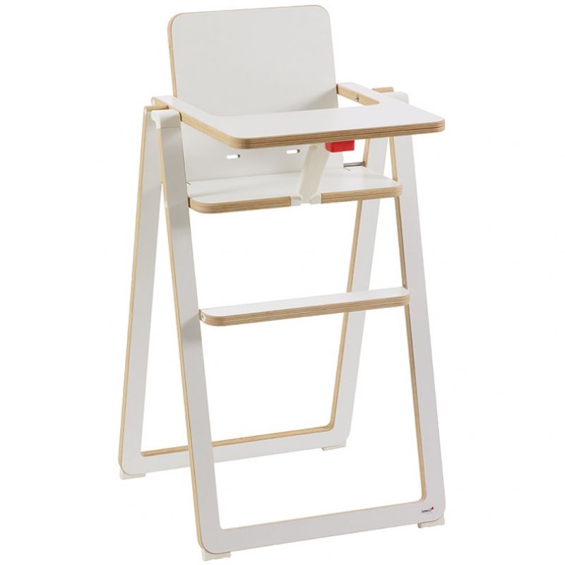 Chaise haute ultra plate blanche en bois de hêtre SUPAflat