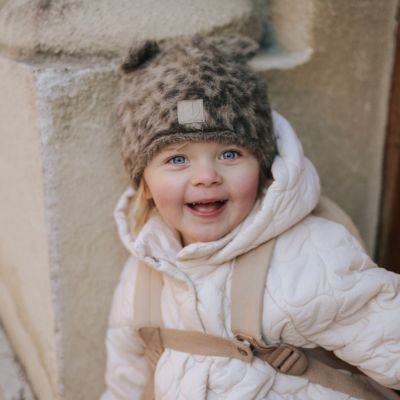 Bonnet Furry Knit Beanie Leopard (0-6 mois)