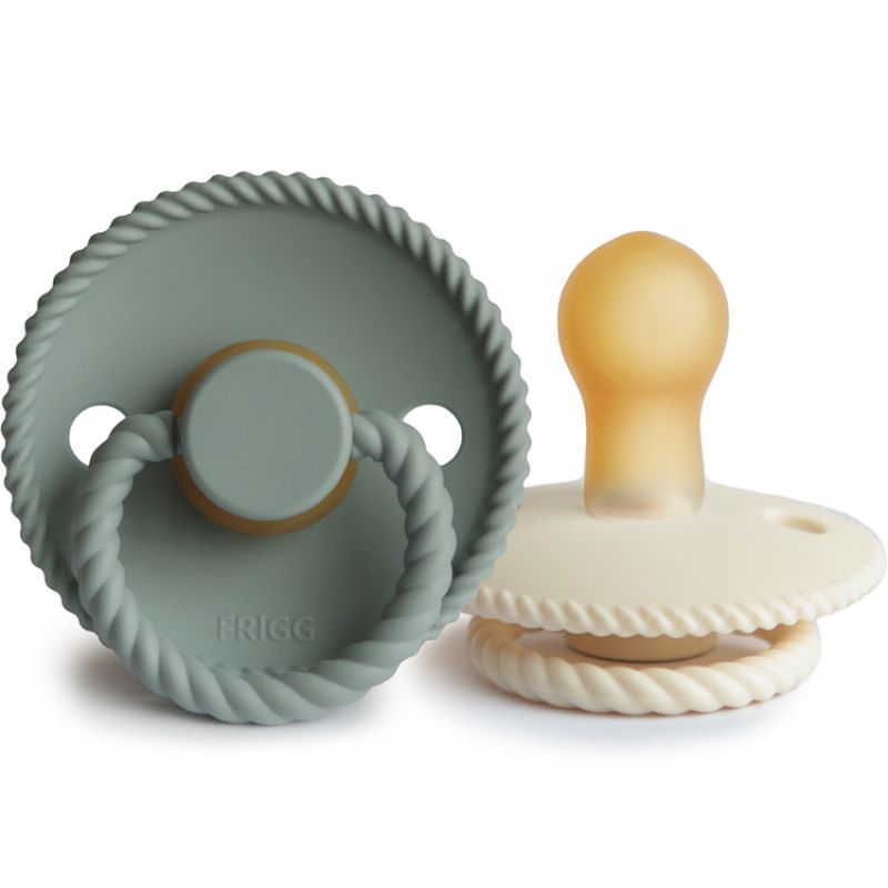 Lot de 2 sucettes en latex Rope Cream-Sage (0-6 mois) Frigg