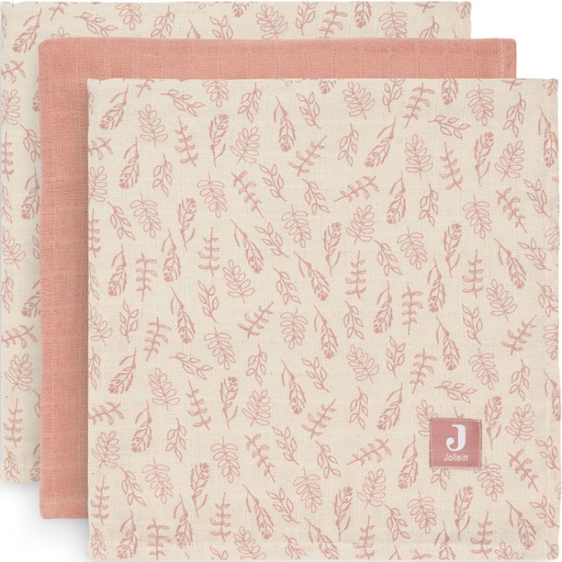 Lot de 3 langes en mousseline de coton Meadow Rosewood (70 x 70 cm) Jollein