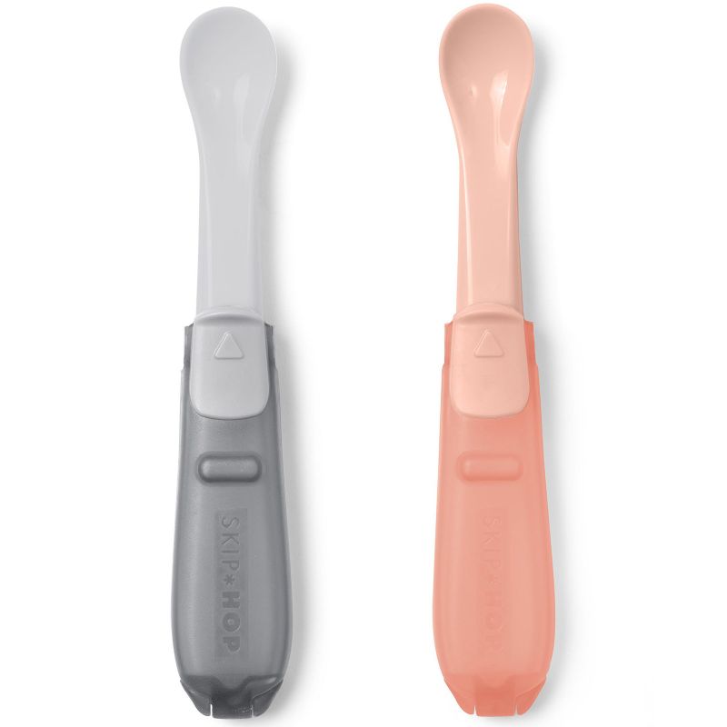 Lot de 2 cuillères de voyage pliables gris et corail Skip Hop