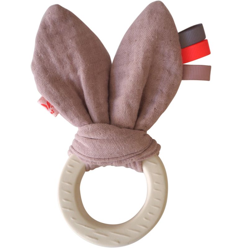 Anneau de dentition en caoutchouc naturel rose pâle Faon Kikadu