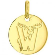 Médaille W comme wapiti personnalisable (or jaune 750°)  par Maison Augis