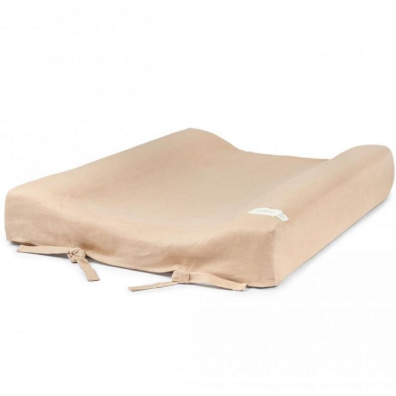 Matelas à langer avec housse Lin français sand Nobodinoz
