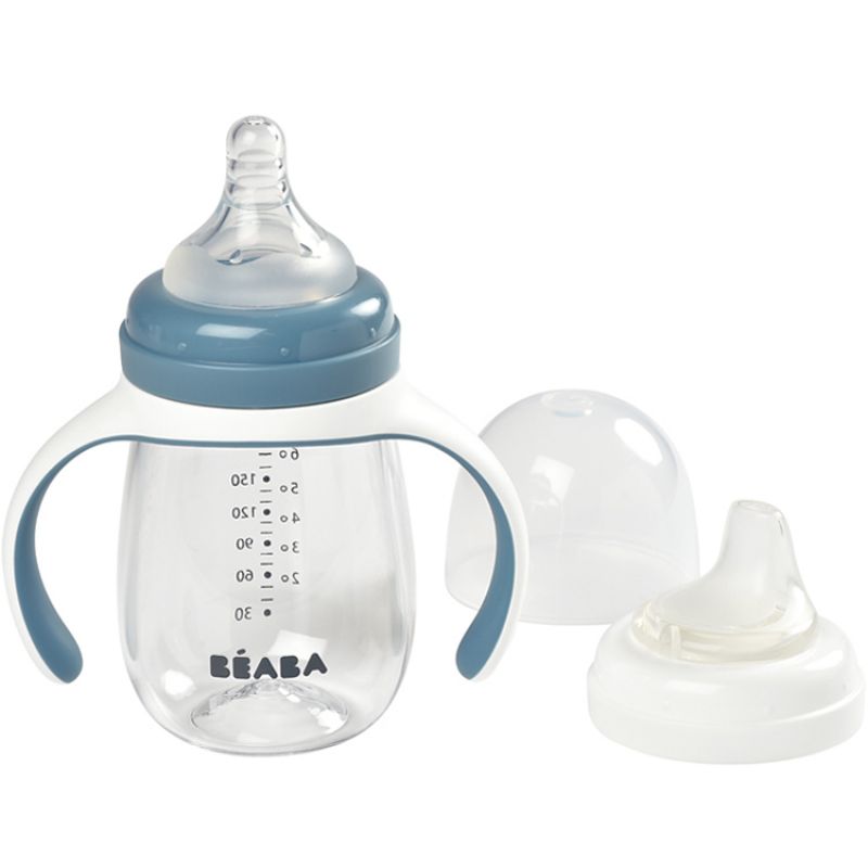 Biberon d'apprentissage 2 en 1 en tritan Windy blue (210 ml) Béaba