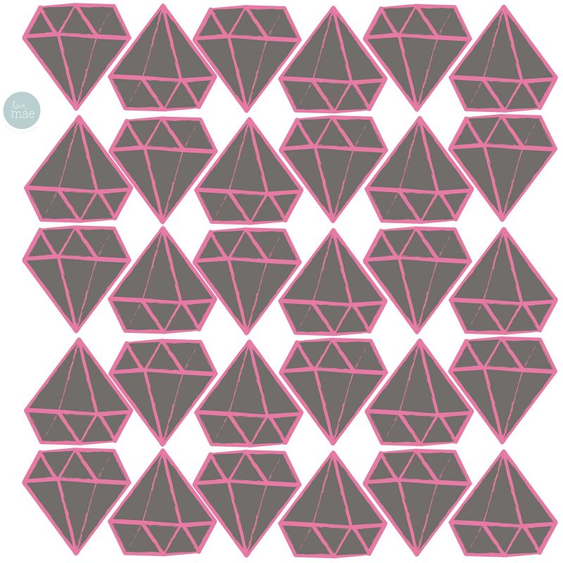 Sticker Diamants gris et rose (modèle intermédiaire) Love Maé