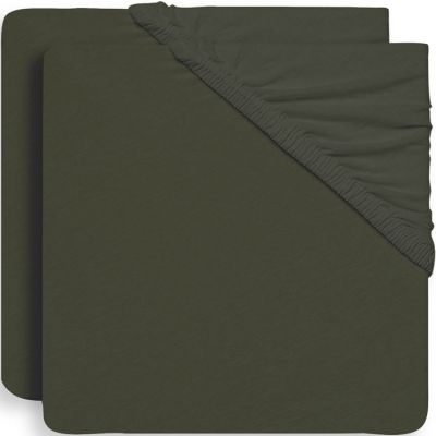 Lot de 2 draps housses de berceau vert feuille (40 x 80 cm)