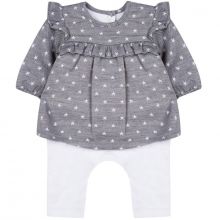 Combinaison tee-shirt manches longues et legging gris et blanc (9 mois : 71 cm)  par Absorba