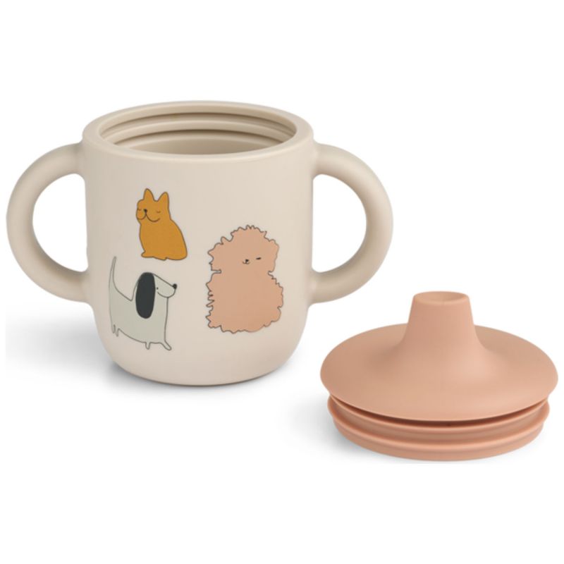 Tasse à bec en silicone Neil Cats and Dogs Liewood Produit ouvert 2