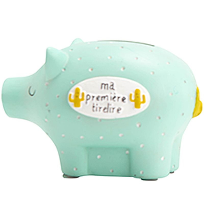 Tirelire cochon Herley l'aventurier vert d'eau (8 x 12 cm) Amadeus Les Petits